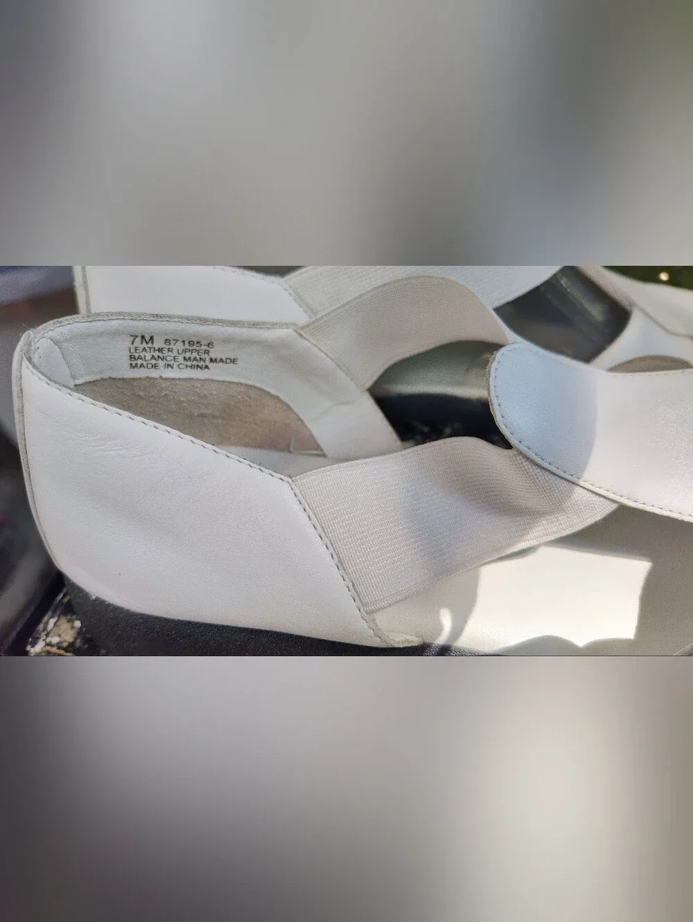 What's What White Leather/Elastic Fisherman Comfort Leather Sandals, Size 7M
